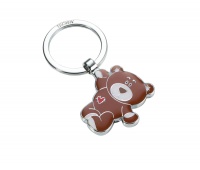 Keyring TROIKA Bruno, enamelled metal, brown-silver