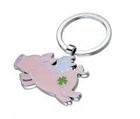 Keyring TROIKA Lucky Pig, enamelled metal, pink