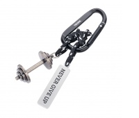 Keyring TROIKA Never Give Up, carabiner, metal, black-silver