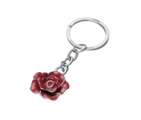 Keyring TROIKA Rose, enamelled metal, red-silver