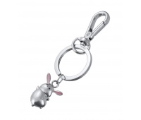 Keyring TROIKA Tiny Rabbit, metal, silver