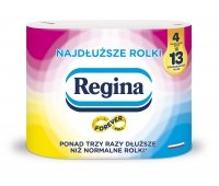 Papier toaletowy REGINA Najdłuższe Rolki, 2-warstwowy, 47m, 430 listk&oacute;w, 4 rolki, biały