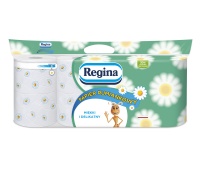 Papier toaletowy REGINA Rumiankowy, 3-warstwowy, 18m, 150 listk&oacute;w, 8 rolek, biały