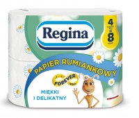 Papier toaletowy REGINA Rumiankowy Forever Roll, 3-warstwowy, 36m, 300 listk&oacute;w, 4 rolki, biały