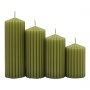 Świeca słupek ryflowana DONAU HOME, 60x80/100/120/140mm, 4 szt., zielona, Świece, Wyposażenie biura