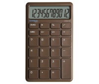 Kalkulator biurowy DONAU TECH, 12-cyfr. wyświetlacz, funkcja pierw., wym. 137x84 mm, brązowy