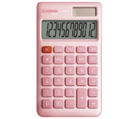 Office calculator DONAU TECH, 12-digit display, square root function, GT, dim. 137x84 mm, pink