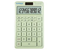 Kalkulator biurowy DONAU TECH, 12-cyfr. wyświetlacz, funkcja pierw., GT, wym. 166x104 mm, zielony