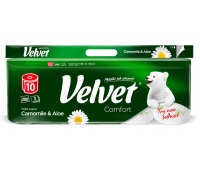 Papier toaletowy VELVET Comfort Camomile & Aloe, 3-warstwowy, 10 szt., 200 listk&oacute;w, biały