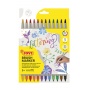 Brush markery JOVI, końc&oacute;wka z pędzelkiem, dwustronne, 12 szt., mix kolor&oacute;w, Markery, Artykuły do pisania i korygowania