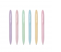 Retractable pen KEYROAD Pastel, 1mm, blue refill, packaged in a display, assorted colors