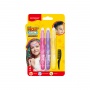 Hair chalk KEYROAD, with comb, 3 pcs., blister, pink, purple, yellow