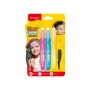 Hair chalk KEYROAD, with comb, 3 pcs., blister, pink, blue, yellow