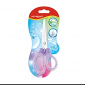School scissors KEYROAD, 15.5cm, soft, blister, assorted colors
