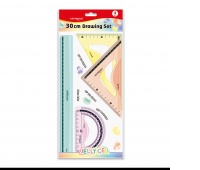 Geometry set KEYROAD, flexible, 4 pcs., 30cm, hanger, assorted colors