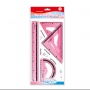 Geometry set KEYROAD Glitter, 4 pcs., 30cm, hanger, assorted colors
