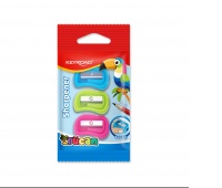 Plastic sharpener KEYROAD, toucan, single, 3 pcs., blister, assorted colors