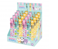 Retractable pen KEYROAD Bounce Buddies, 10-color refill, 0.7mm, packaged on a display, assorted colors