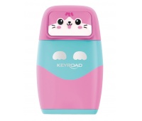 Plastic sharpener KEYROAD Bounce Buddies, double, with container, blister, assorted colors