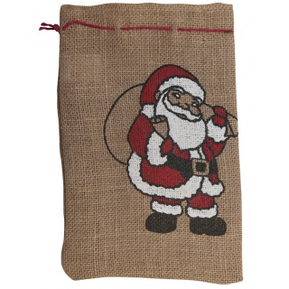 Gift sack, FOLIA PAPER, with Santa Claus, 17x25cm, natural