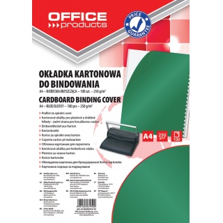 Binding covers, OFFICE PRODUCTS, cardboard, A4, 250 gsm, glossy, 100 pcs, green