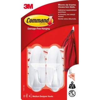 Hooks for multiple use, COMMAND™ (W17081 B PL), waterproof, white