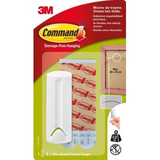Hook, Command™ (17041 PL), for frames with a string, 1 hook and 2 large strips, white