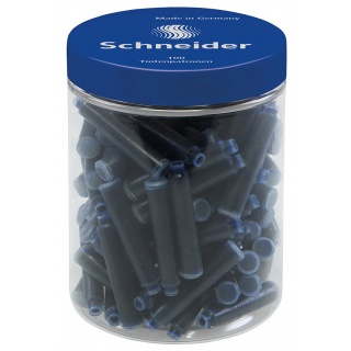 Cartridges for pens SCHNEIDER, plastic jar, 100pcs, blue
