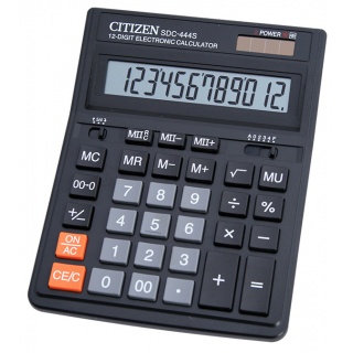 Office calculator, CITIZEN SDC-444S, 12-digit, 199x153mm, black