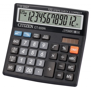 Office calculator, CITIZEN CT-555N, 12-digit, 130x129mm, black