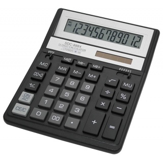 Office calculator, CITIZEN SDC-888XBK, 12-digit, 203x158mm, black