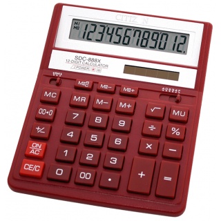 Office calculator, CITIZEN SDC-888XRD, 12-digit, 203x158mm, red