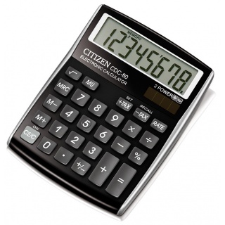Office calculator, CITIZEN CDC-80 RDWB, 8-digit, 135x80mm, black