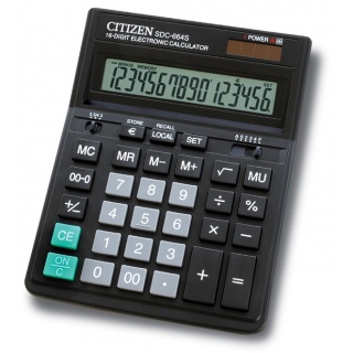 Office calculator, CITIZEN SDC-664S, 16-digit, 199x153mm, black