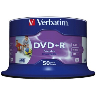 Płyta DVD+R VERBATIM AZO, 4,7GB, prędkość 16x, cake, 50szt., do nadruku, Nośniki danych, Akcesoria komputerowe
