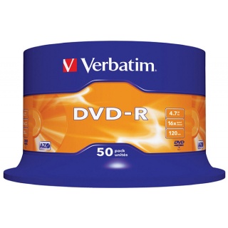 DVD-R VERBATIM AZO, 4.7GB, speed 16x, cake, 50 pcs, matt silver