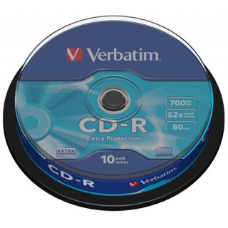 CD-R VERBATIM, 700MB, speed 52x, cake, 10 pcs, extra protection