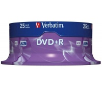 Płyta DVD+R VERBATIM AZO, 4,7GB, prędkość 16x, cake, 25szt., srebrny mat