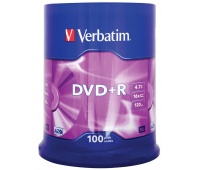 Płyta DVD+R VERBATIM AZO, 4,7GB, prędkość 16x, cake, 100szt., srebrny mat
