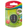 Pencil sharppener, KEYROAD, plastic, two-hole, with eraser, blister, assorted colours