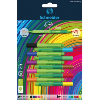 Fineliner/fibre pen SCHNEIDER Link-It, 5pcs+ 5pcs, color mix, blister