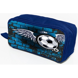 Pencil bag, DONAU Soccer Style, without contents, 20x8x5.5cm, blue