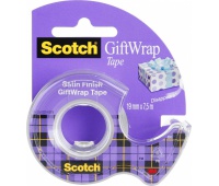 Taśma klejąca SCOTCH® Gift Wrap, do pakowania prezentów, na podajniku, 19mm, 7,5m, transparentna