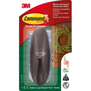 Reusable hook, COMMAND™ Outdoor (17083BZ-AWCEE), large, graphite