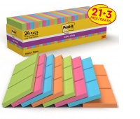 Self-adhesive memo pad, POST-IT® Super Sticky (654-SS-VP24COL), 76x76mm, 90 sheets/pad, 21 + 3 pads FREE, color mix