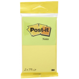 Self-adhesive memo pad, POST-IT® (6720-YG),76x63.5mm, 2x75 sheets, pendant, yellow-green