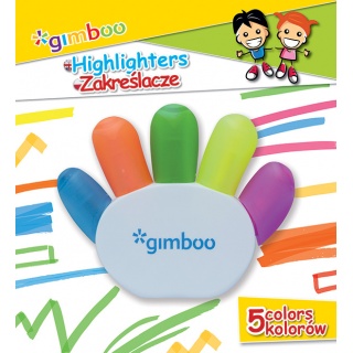Zakreślacz GIMBOO,w kształcie rączki, blister, mix kolorów, Plastyka, Artykuły do pisania i korygowania