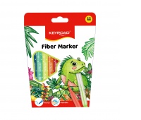 Flamastry KEYROAD Fiber Marker, 12szt., na zawieszce, mix kolorów