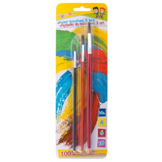 Paintbrushes GIMBOO ,No. 4-6-10, 3 pcs, blister, assorted colors