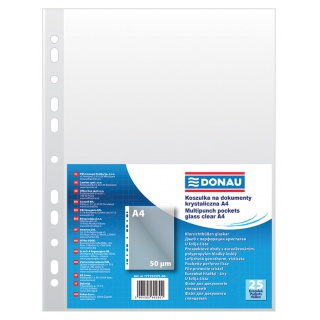 Punched Pockets DONAU, PP, A4, crystal clear, 50 micr., 25 pcs